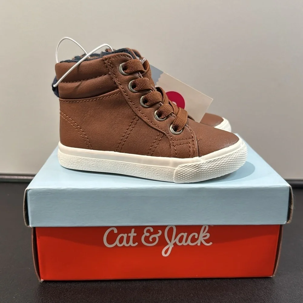 Cat & Jack Target Toddler Rylan Brown High-Top Sneakers Size 5 New NWT NIB